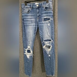 Lakenzie Blue Skinny Jeans with Vintage Distressing